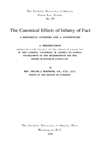 The Canonical Effects of Infamy of Fact: A Historical Synopsis and a Commentary