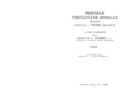 Manuale Theologiæ Moralis I (15ᵃ ed.)