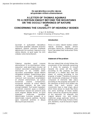 De operationibus occultis naturæ