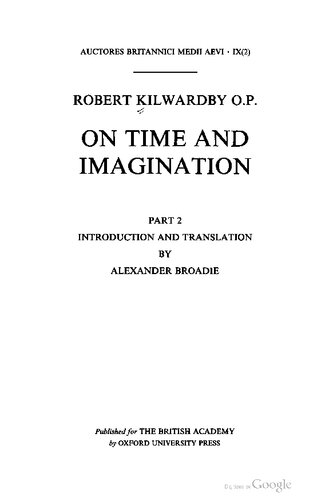 Robert Kilwardby: On Time and Imagination (Introduction and Translation)