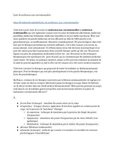 Liste de médecines non conventionnelles