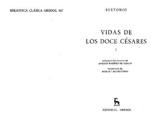 Suetonio: Vidas de los doce Césares. Vol. I
