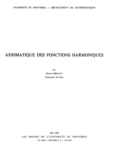 Axiomatique des fonctions harmoniques