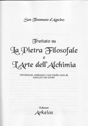 Trattato su la pietra filosofale e L'arte dell'alchimia