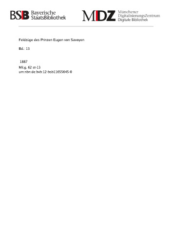 Feldzüge des Prinzen Eugen von Savoyen. Bd. 13. 1711