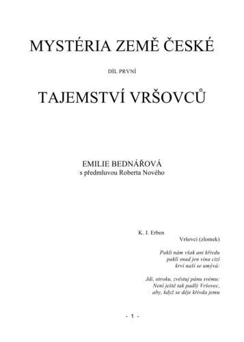 Mystéria země české. Díl pátý. Vršovská čest