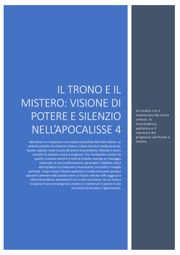 Il Trono e il Mistero: Visione di Potere e Silenzio nell’Apocalisse 4 Un’analisi tra il simbolismo del trono celeste, la trascendenza apofatica e il cammino del progresso spirituale e umano