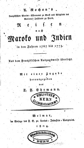A. Rochon's Reisen nach Maroko [Marokko] und Indien in den Jahren 1767 bis 1773