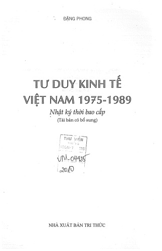 Tư duy kinh tế Việt Nam 1975 - 1989 (Nhật ký thời bao cấp)