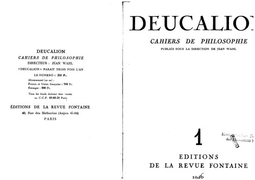 Deucalion, Cahiers de Philosophie