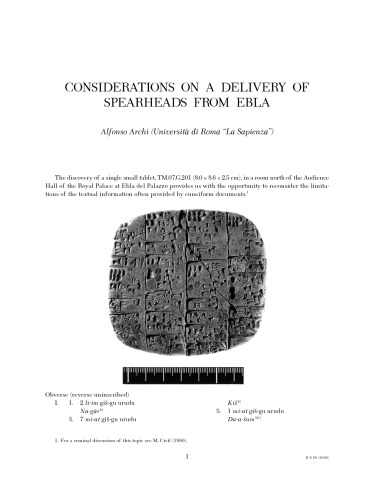 Journal of Cuneiform Studies (JCS 60) 2008