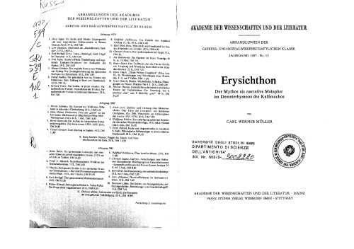 Erysichthon: Des Mythos als narrative Metapher im Demeterhymnos des Kallimachos