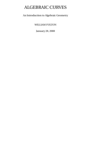 Algebraic Curves: An Introduction to Algebraic Geometry