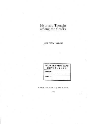 Myth and Thought Among the Greeks