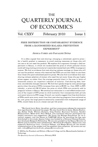 Quarterly Journal of Economics 2010 Vol.125 No.1