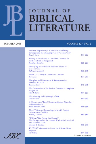 Journal of Biblical Literature, Vol. 127, No. 2 (Summer 2008)