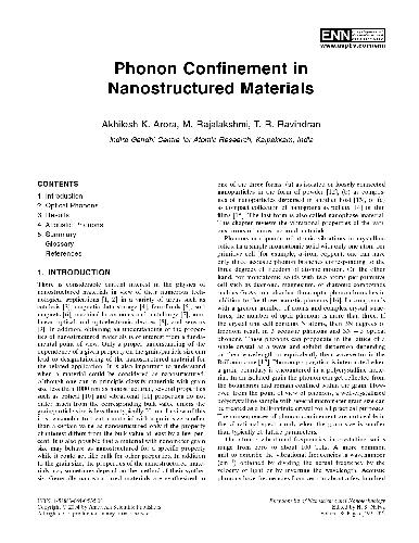 Phonon Confinement in Nanostructured Materials