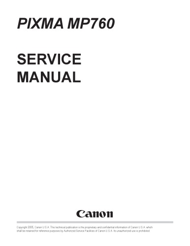 Canon Pixma MP760 Printer Service Manual