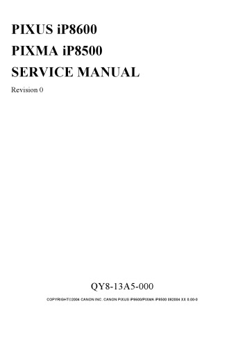 Canon Pixma iP8600 iP8500 Printer Service Manual
