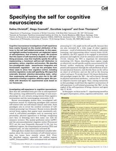 Specifying the self for cognitive neuroscience