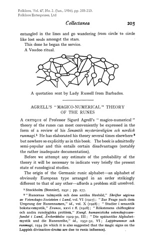 Agrell's ''Magico-Numerical'' Theory of the Runes