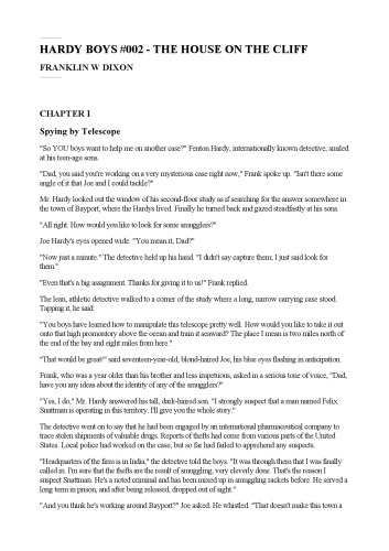 The House on the Cliff (The Hardy Boys, Original Series, Book 2)