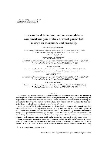 Hierarchical bivariate time series models: a combined analysis of the effects of particulate matter on morbidity and mortality
