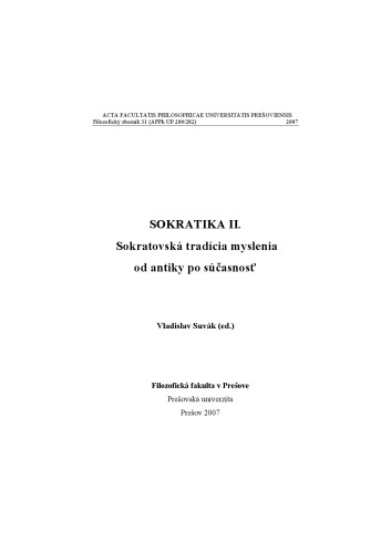 Sokratika: sokratovská tradícia myslenia od antiky po súčasnosť