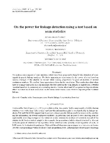 On the power for linkage detection using a test based on scan statistics