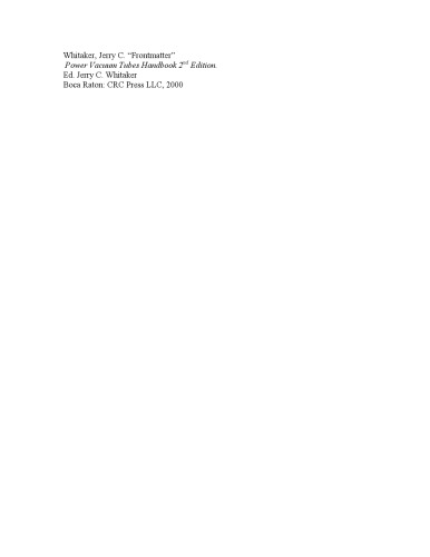 Power Vacuum Tubes Handbook, Second Edition