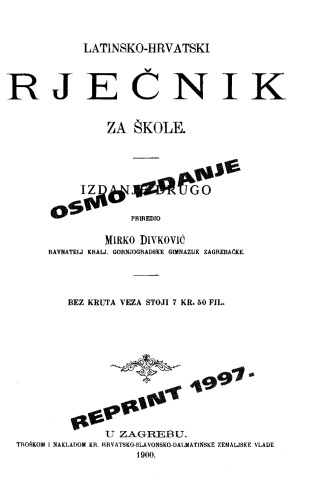 Latinsko-hrvatski rječnik za škole