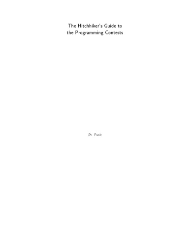 The Hitchchiker's Guide To The Programming Contest