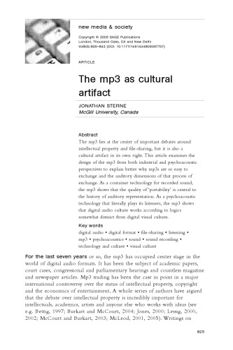 The mp3 as a Cultural Artifact