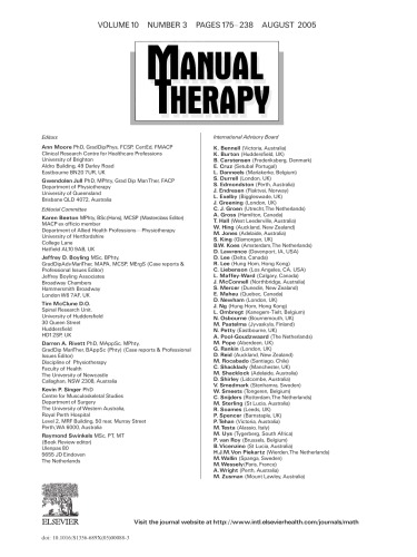 Manual Therapy Journal - Volume 10, Issue 3, Pages 175-238 (August 2005)