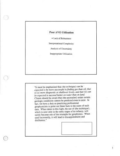 AVO Course Notes, Part 3. Poor AVO Utilization