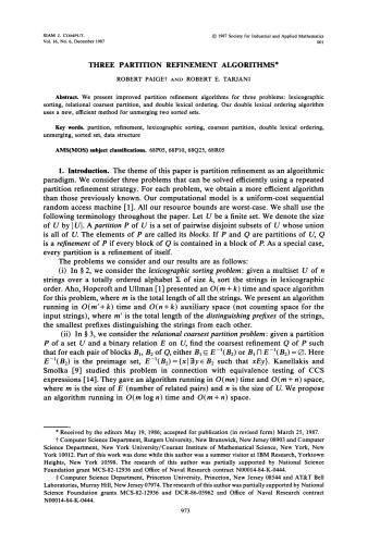 Three partition refinement algorithms