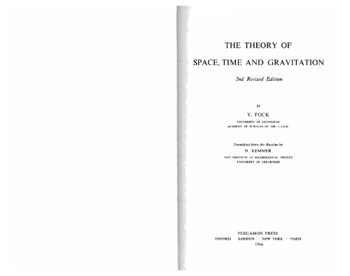 The Theory of Space, Time and Gravitation