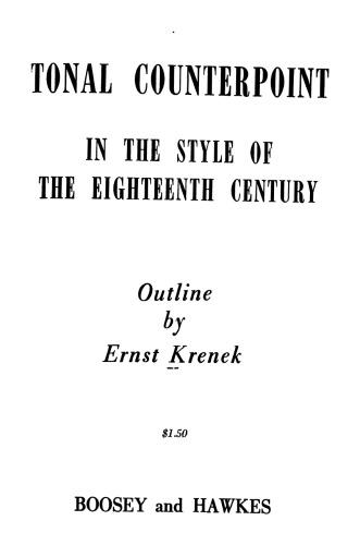 Tonal Counterpoint: In the Style of the Eighteenth Century (BH Scores and Books)
