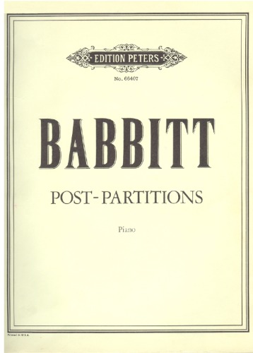 Post-Partitions (Piano Score)