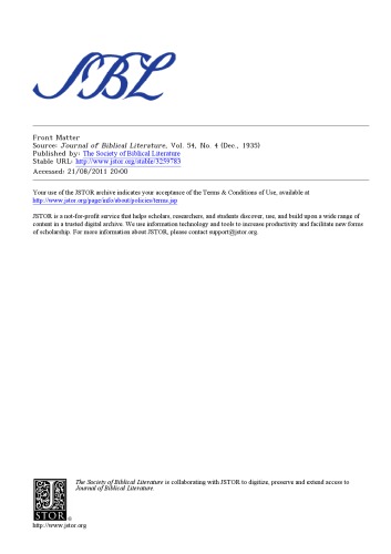 Journal of Biblical Literature 1935-4