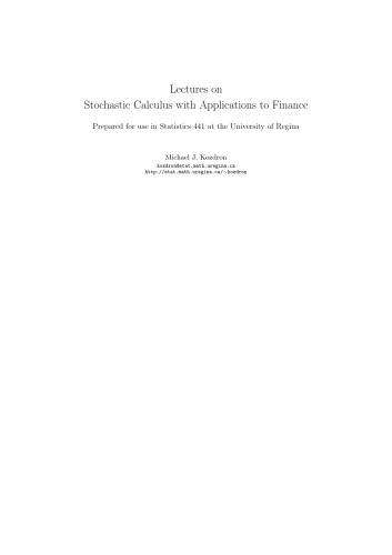 Stochastic Calculus with Applications to Finance