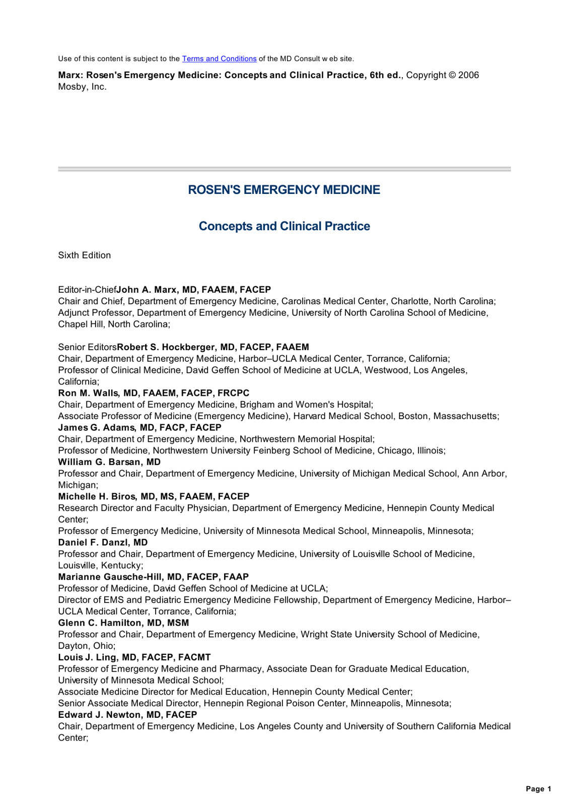 Marx: Rosen's Emergency Medicine: Concepts and Clinical Practice