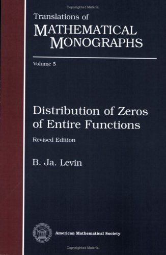 Distribution of Zeros of Entire Functions (Translations of Mathematical Monographs)