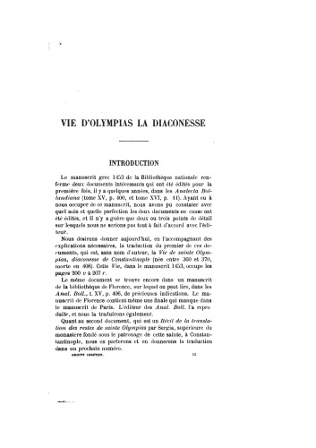 Vie anonyme d'Olympias