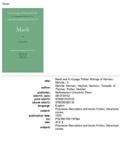 Mardi and a Voyage Thither