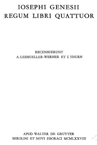 Iosephi Genesii regum libri quattuor CFHB 14
