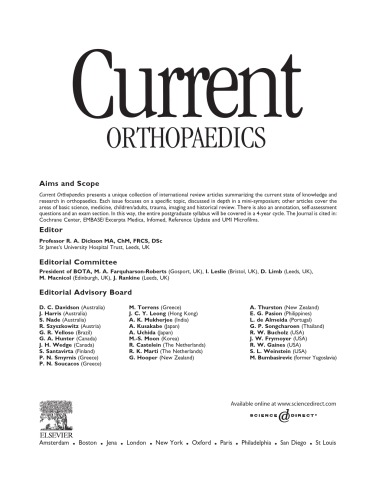 [Journal] Current Orthopaedics. Volume 19