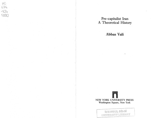 Pre-Capitalist Iran: A Theoretical History
