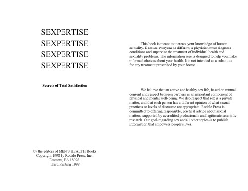 Sexpertise Secrets Of Total Satisfaction - by the editors of MEN'S HEALTH Books