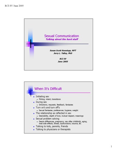 Sexual Communication Talking About the Hard Stuff - Susan Hennings, MFT